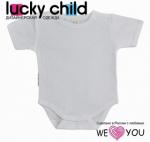 Боди футболка Lucky Child ажур, белая. размер 18 (56-62)